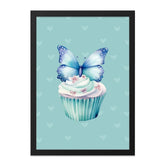 Butterfly Cupcake Wall Art, Whimsical Decor, Cute Kitchen Art, Colorful Wall Decor, Pastel Art Print, Sweet Treat Art, Butterfly Print - Tawshia